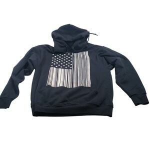 Tony Hawk Mens American Flag Barcode Hoodie Size L Black